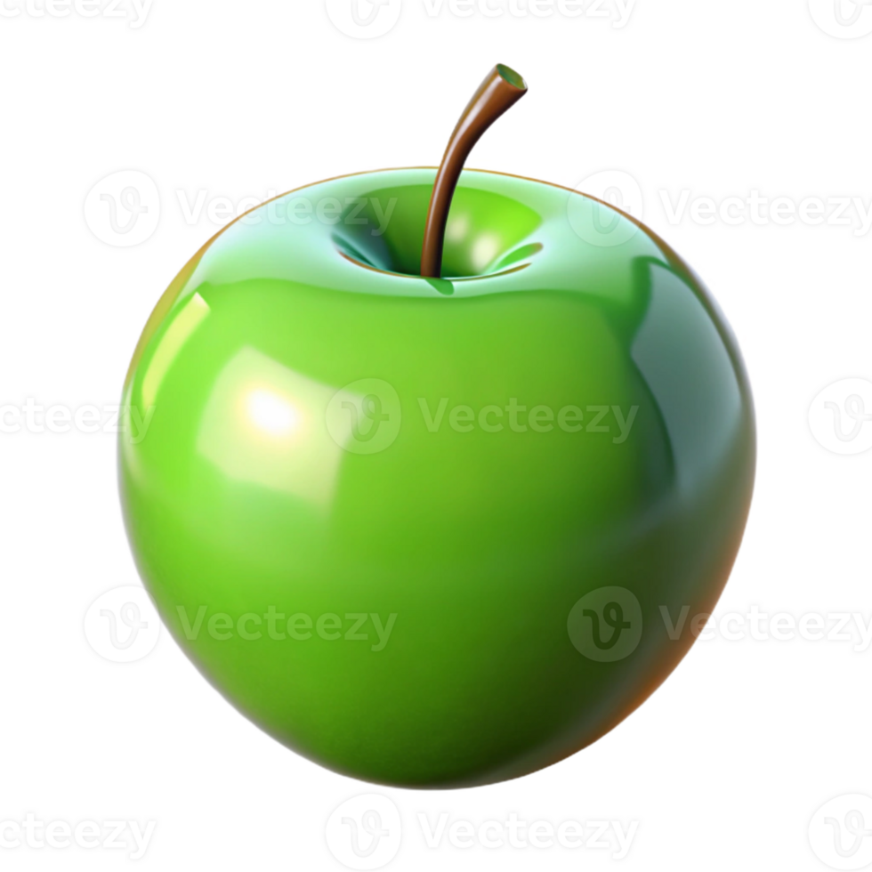3D Green Apple Illustration png