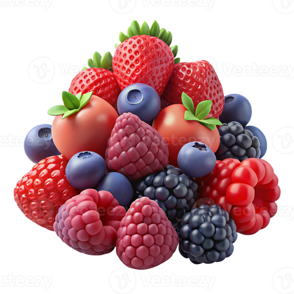 Vibrant 3D Berries Illustration png