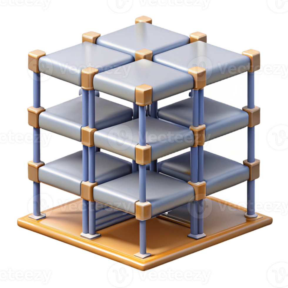 3D Model Cube Shelves Illustration png