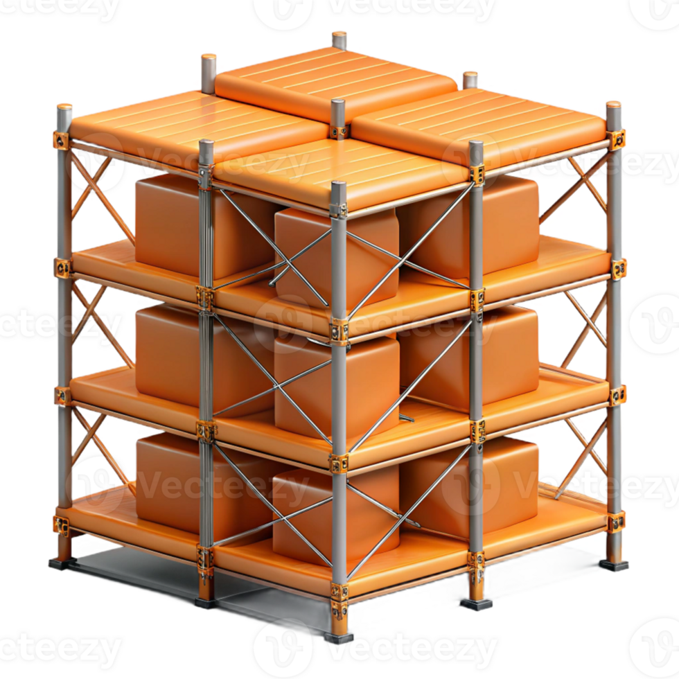 3D Render Orange Package Storage Unit png