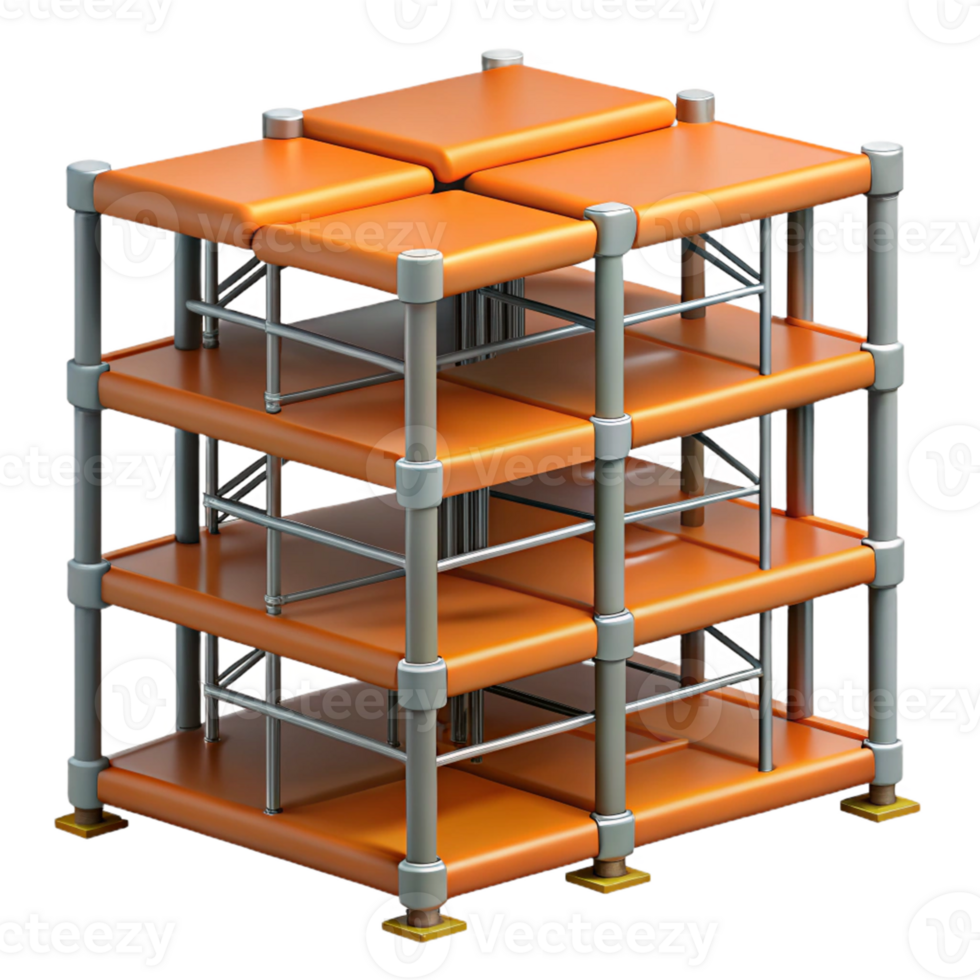 Orange Modular 3D Structure Illustration png
