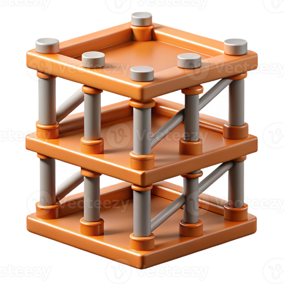 3D Render Orange and Gray Two-Tiered Structure png