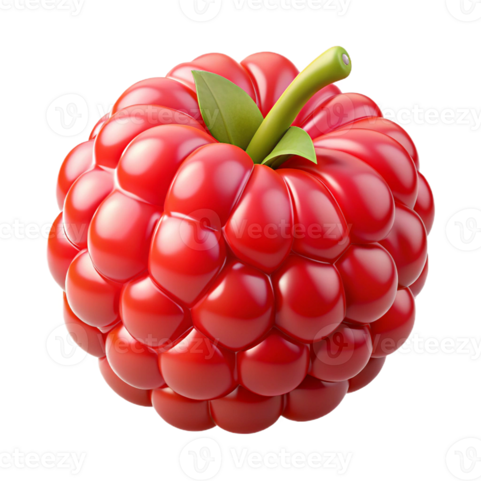 3D Render Red Raspberry Illustration png