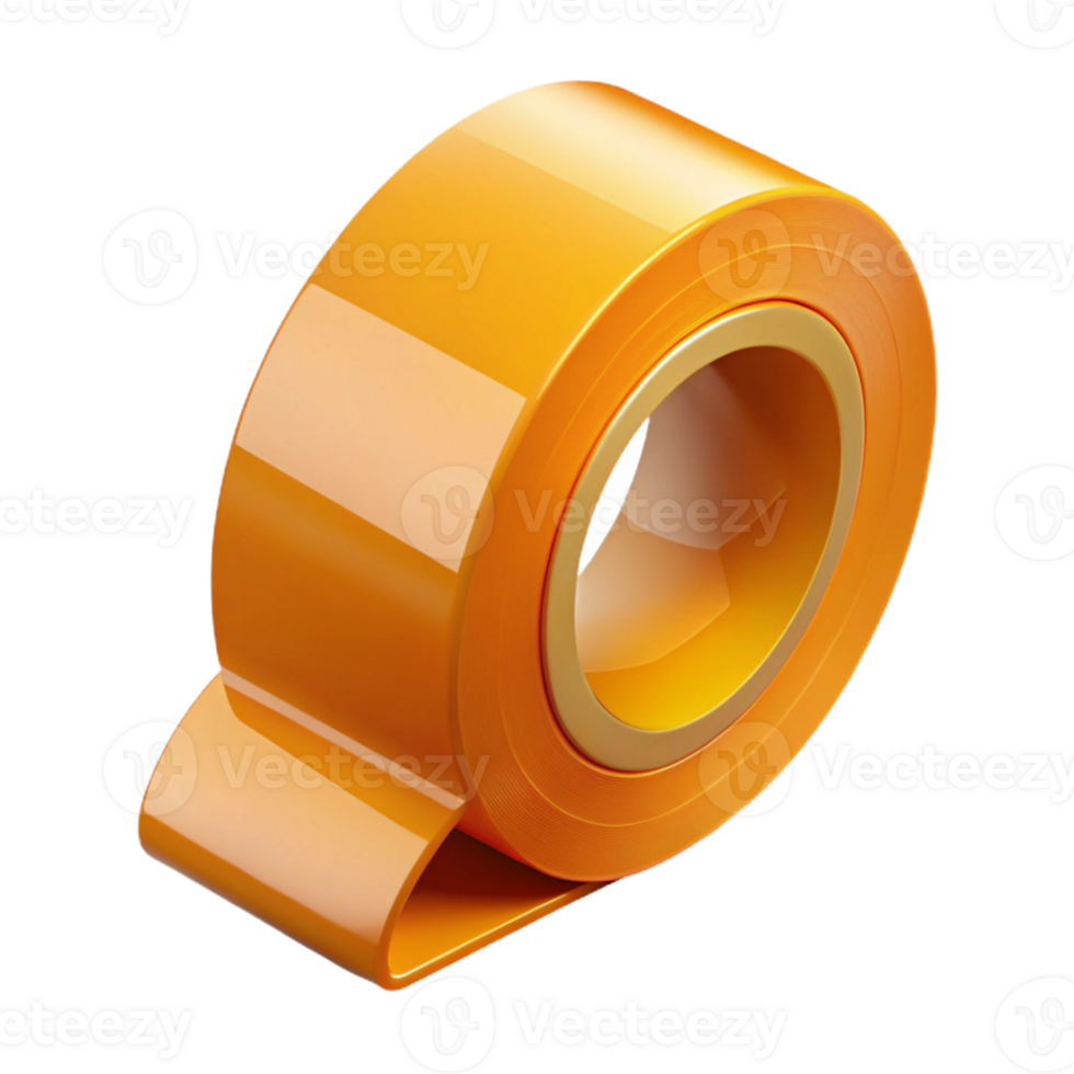 Orange Roll of Tape 3D Render png