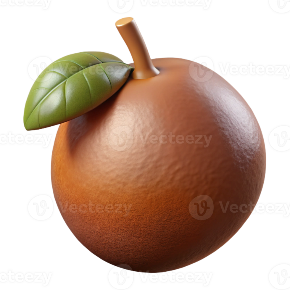 3D Render of Brown Fruit with Leaf png