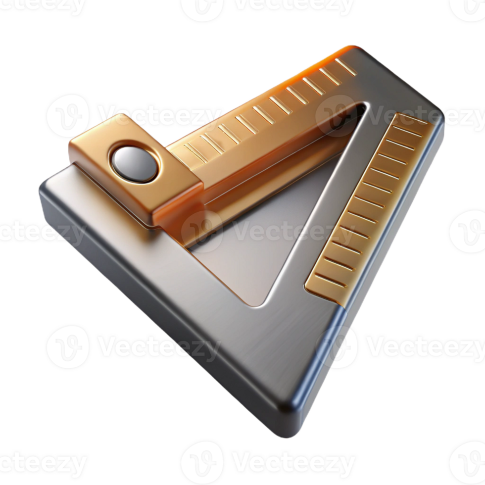 3D Render Gold and Silver Try Square png