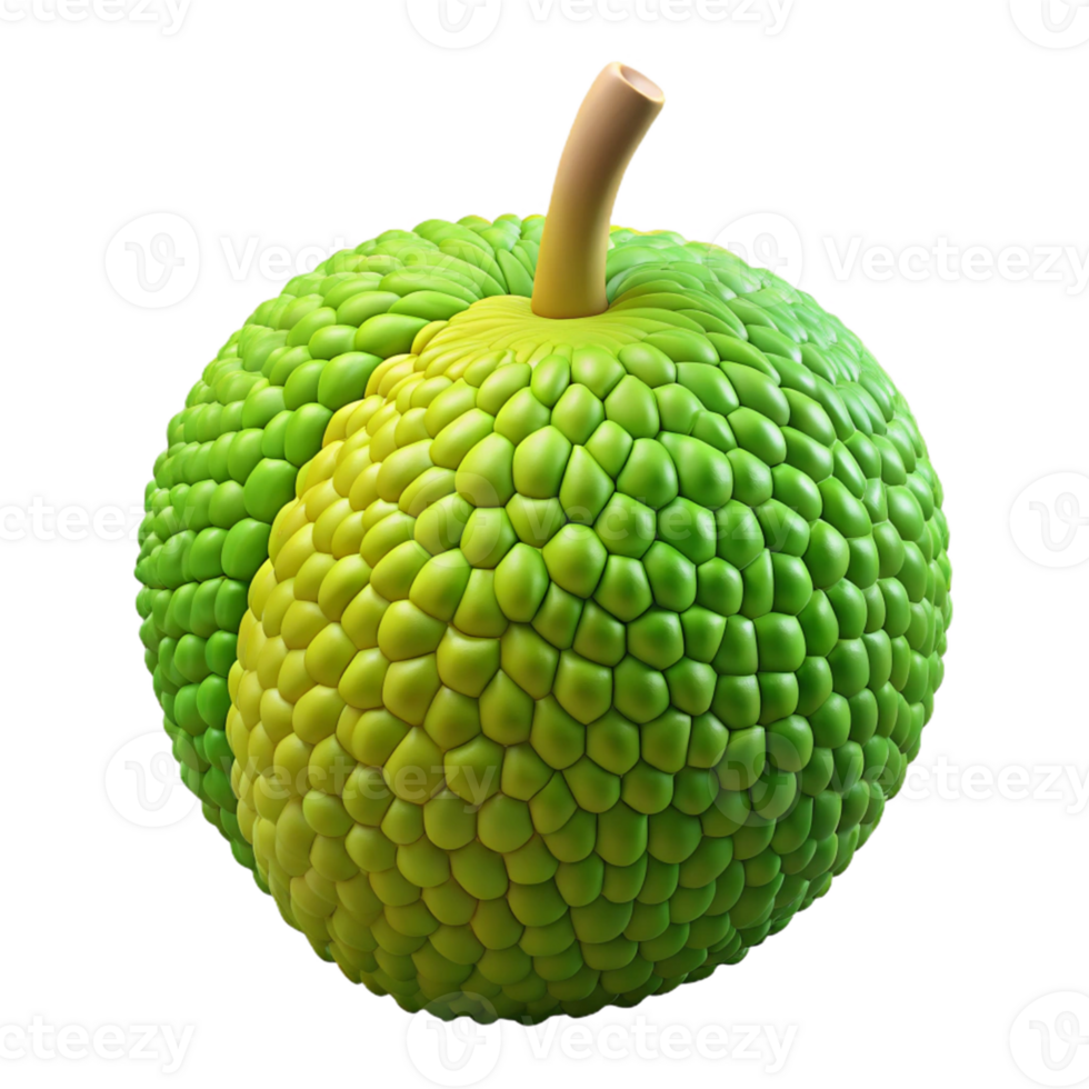 3D Render of a Green Fruit with Unique Texture png