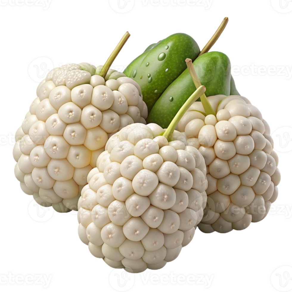 3D Render of White and Green Fruits png