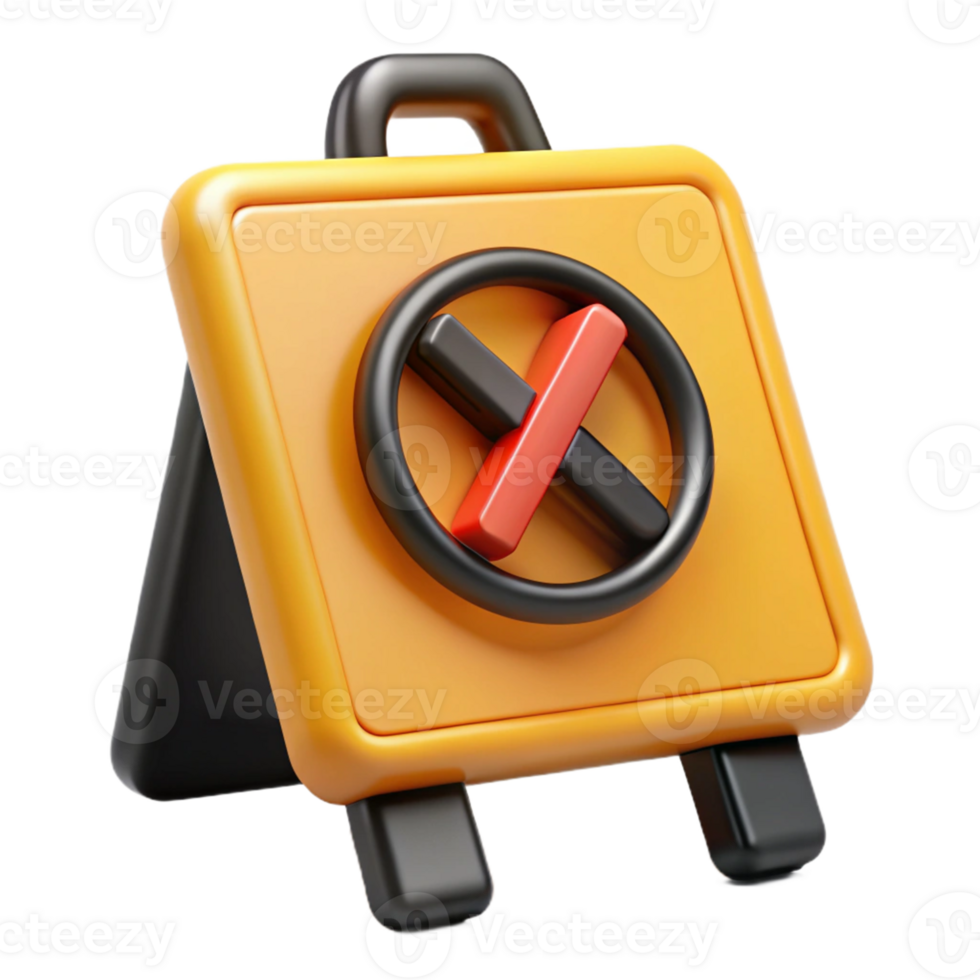 3D Render Yellow Sign Wrong Symbol png