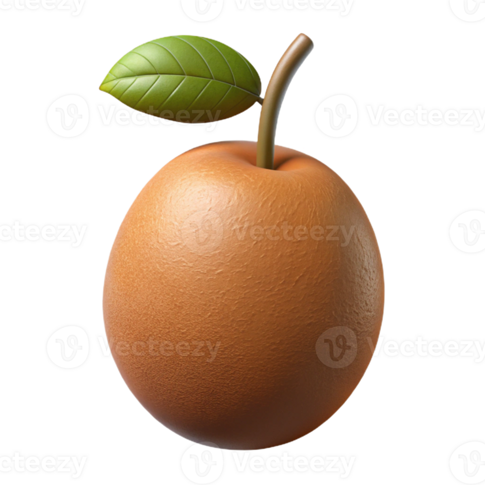 3D Render of Orange Fruit with Leaf png