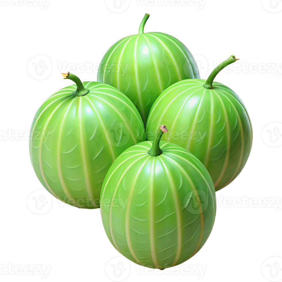 Green Striped Fruit 3D Illustration png