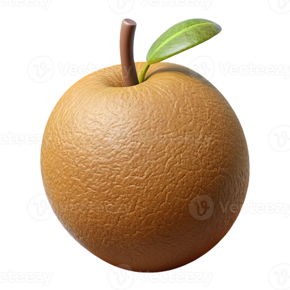 3D Render of a Wrinkled Brown Apple png