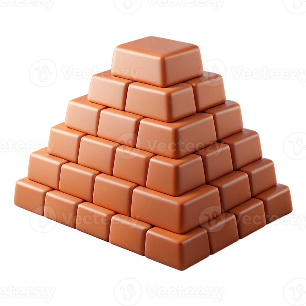 3D Render Orange Brick Pyramid Illustration png