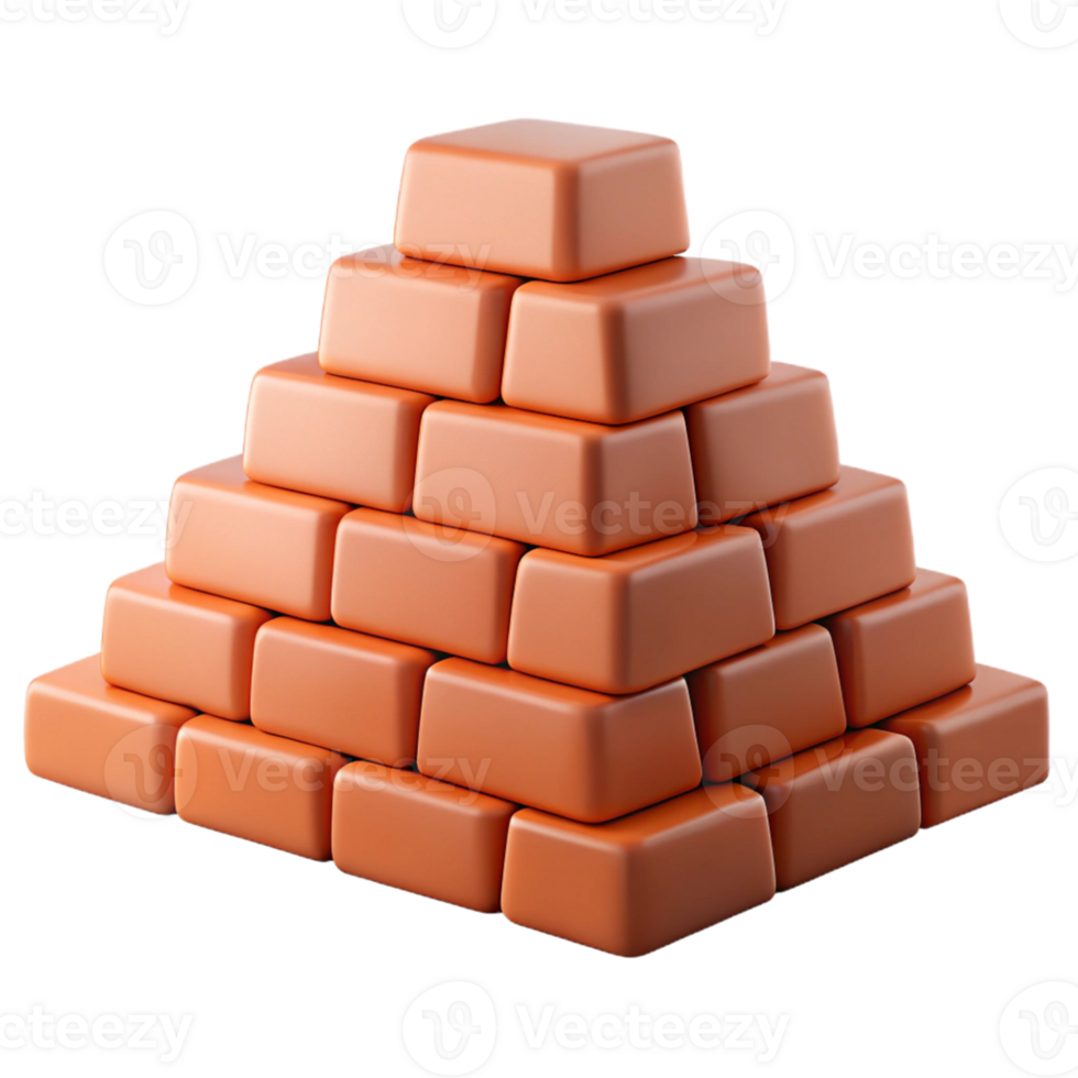 3D Render Orange Brick Pyramid png