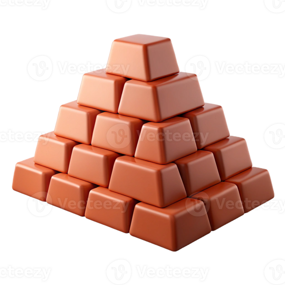 3D Render Orange Blocks Pyramid png