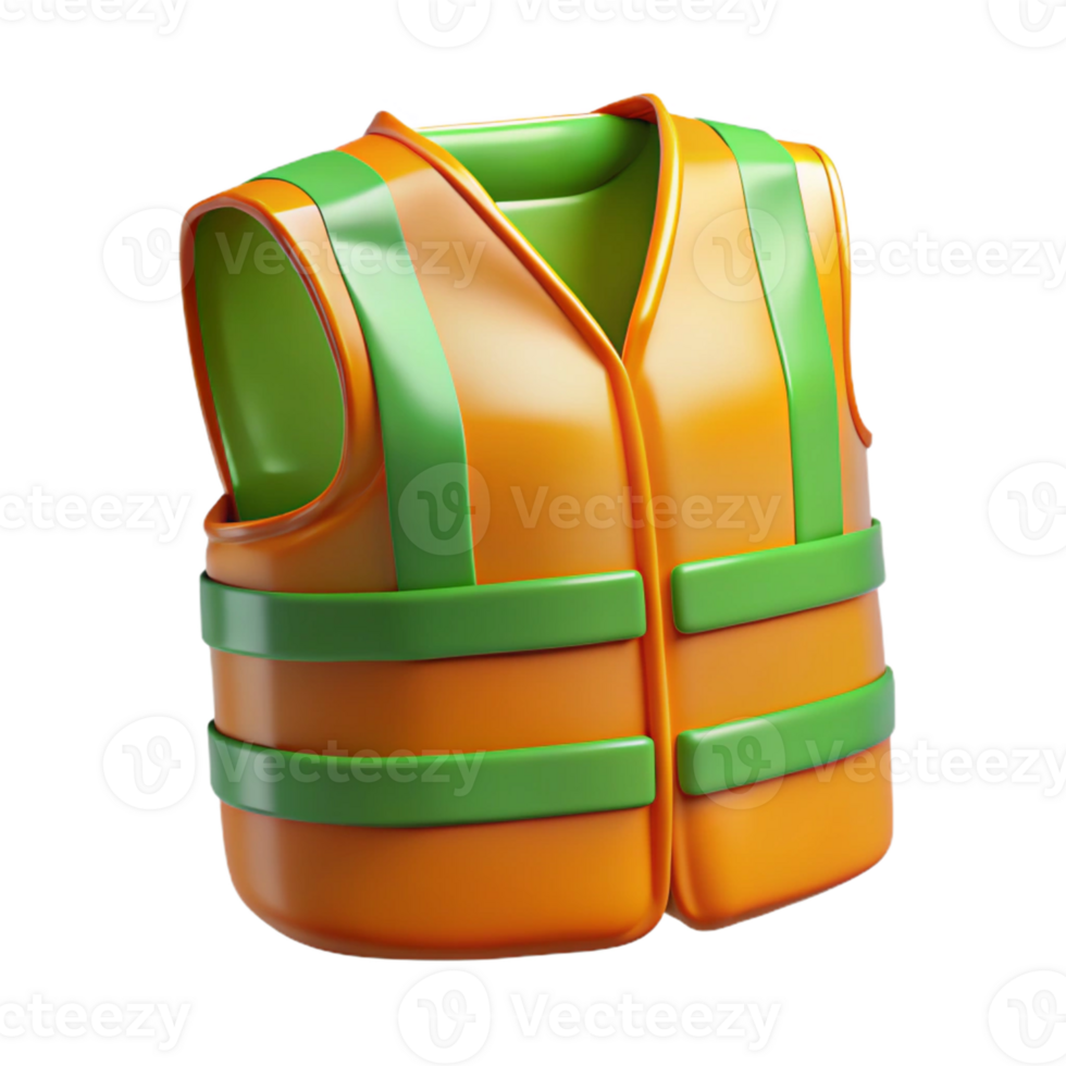 3D Render Orange Safety Vest Illustration png