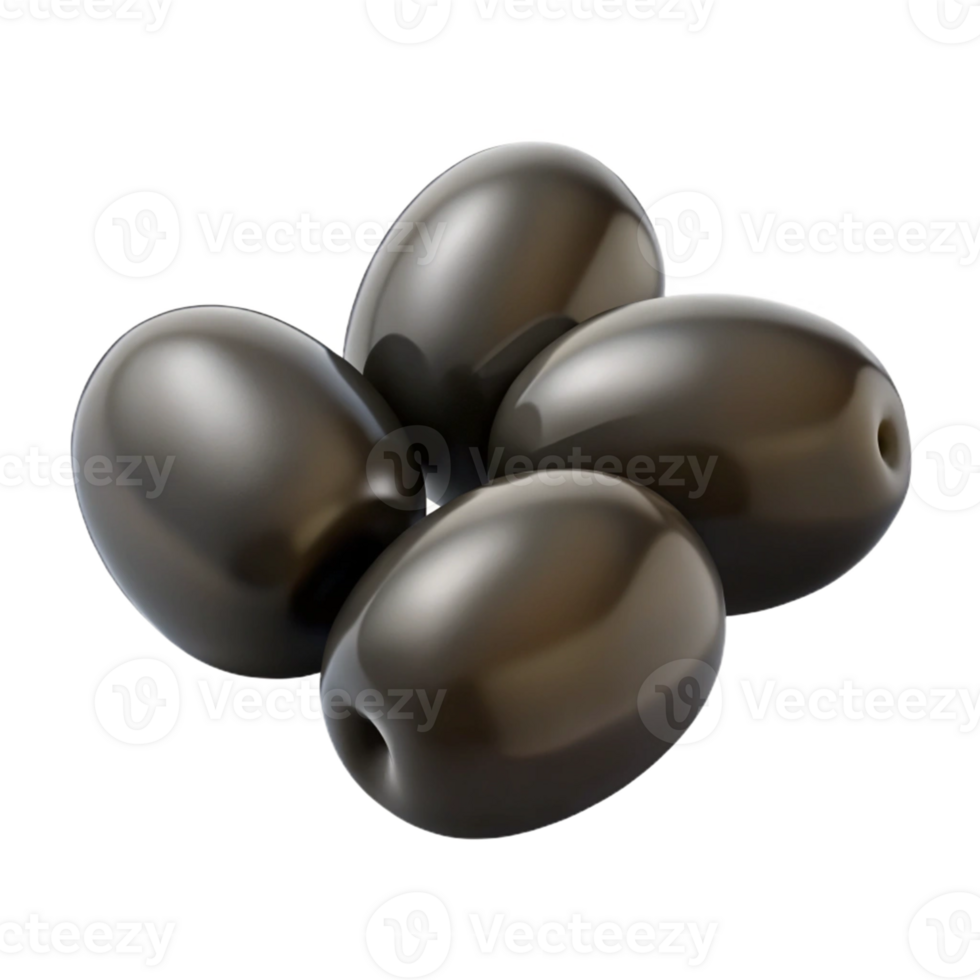 3D Render of Glossy Black Olives png