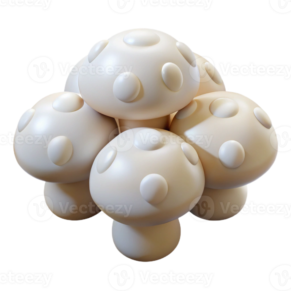 Creamy 3D Mushroom Cluster Illustration png