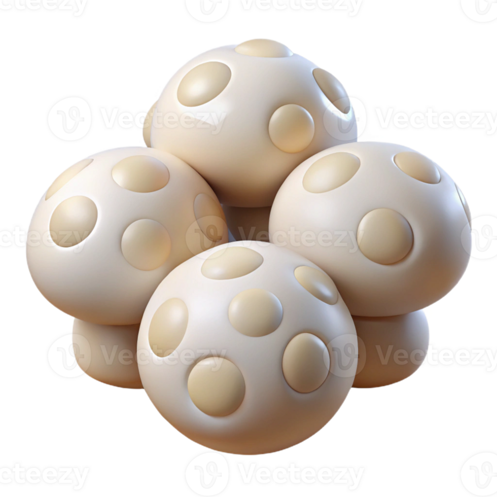 Creamy 3D Mushroom Cluster Illustration png