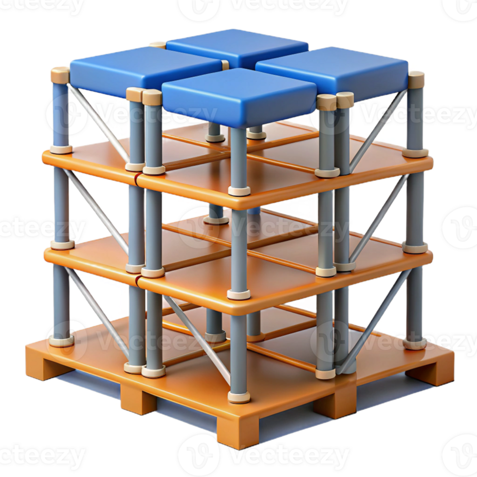 3D Illustration of Modular Cube Structure png