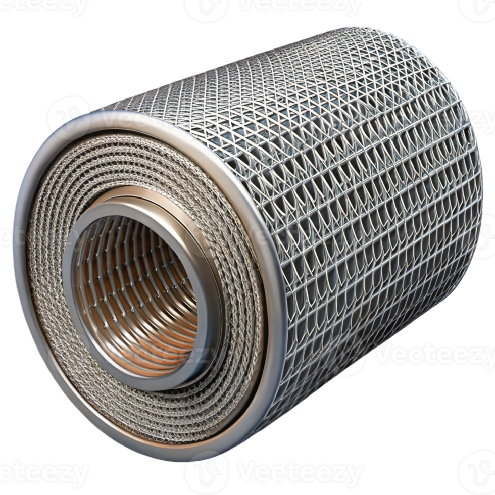 3D Render of Metal Filter Cartridge png