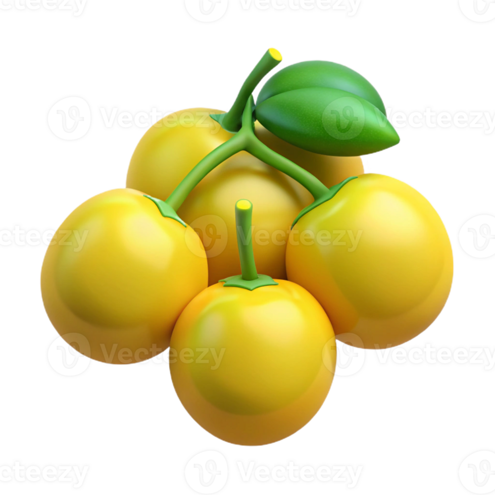 3D Render Yellow Fruit Cluster Illustration png