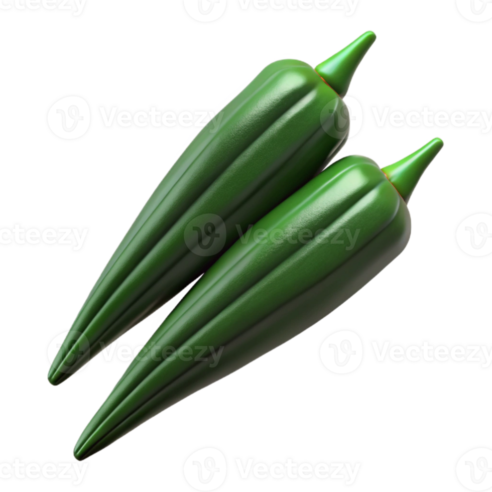 3D Render of Okra Vegetables png