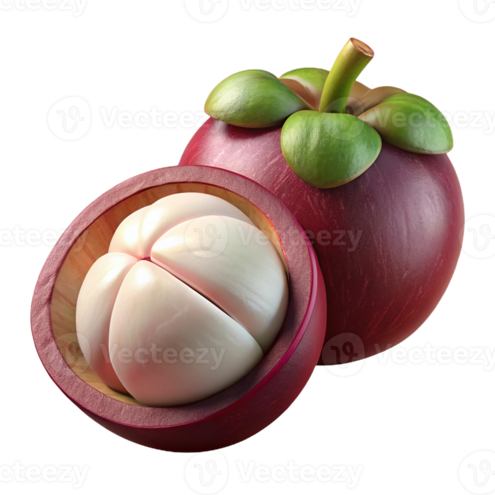 3D Mangosteen Illustration, Ripe Fruit png