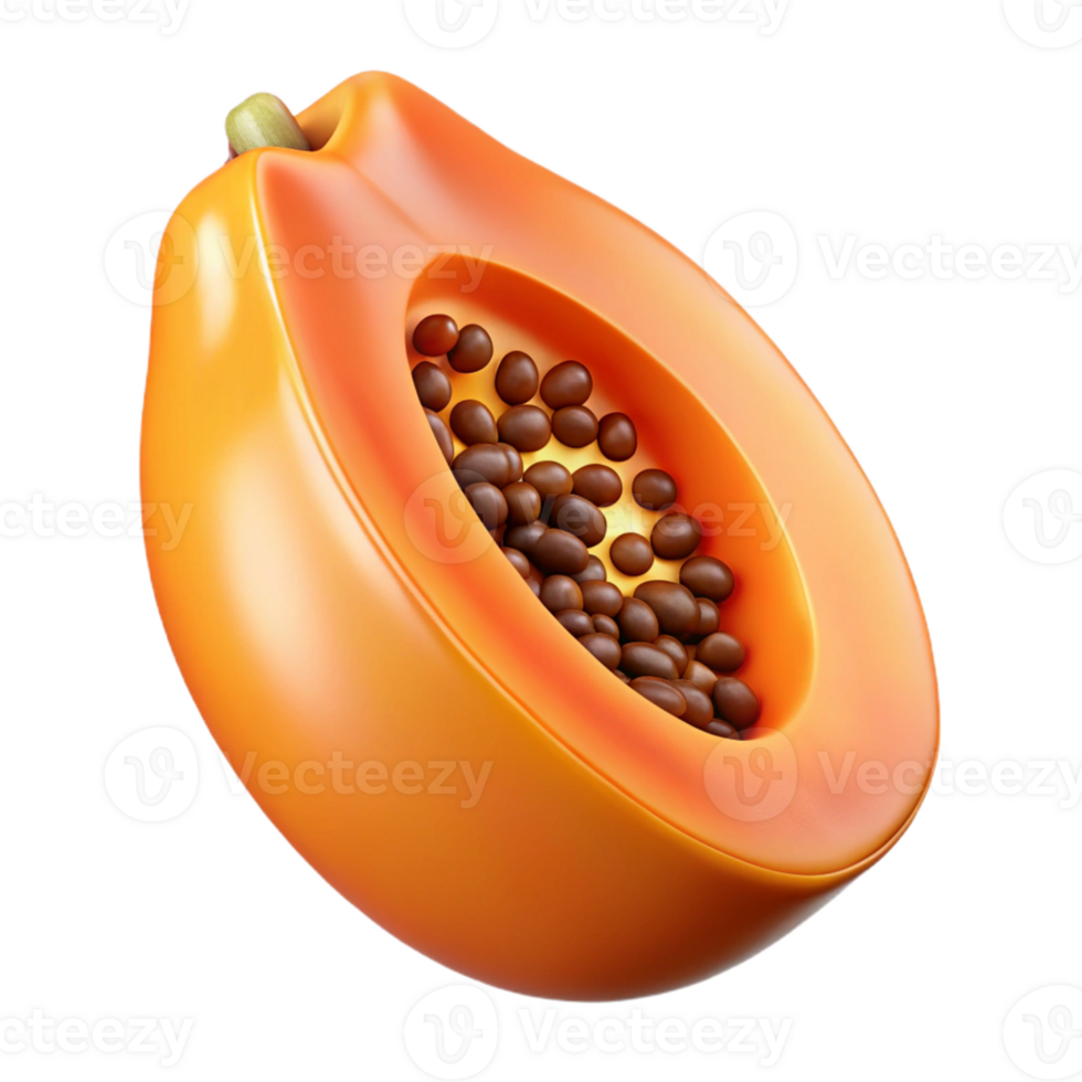 3D Render of a Papaya Half png