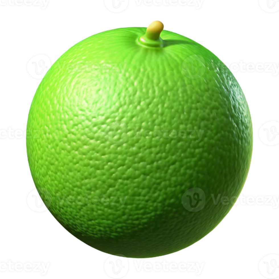 3D Render Lime Fruit, Green Citrus, Realistic png