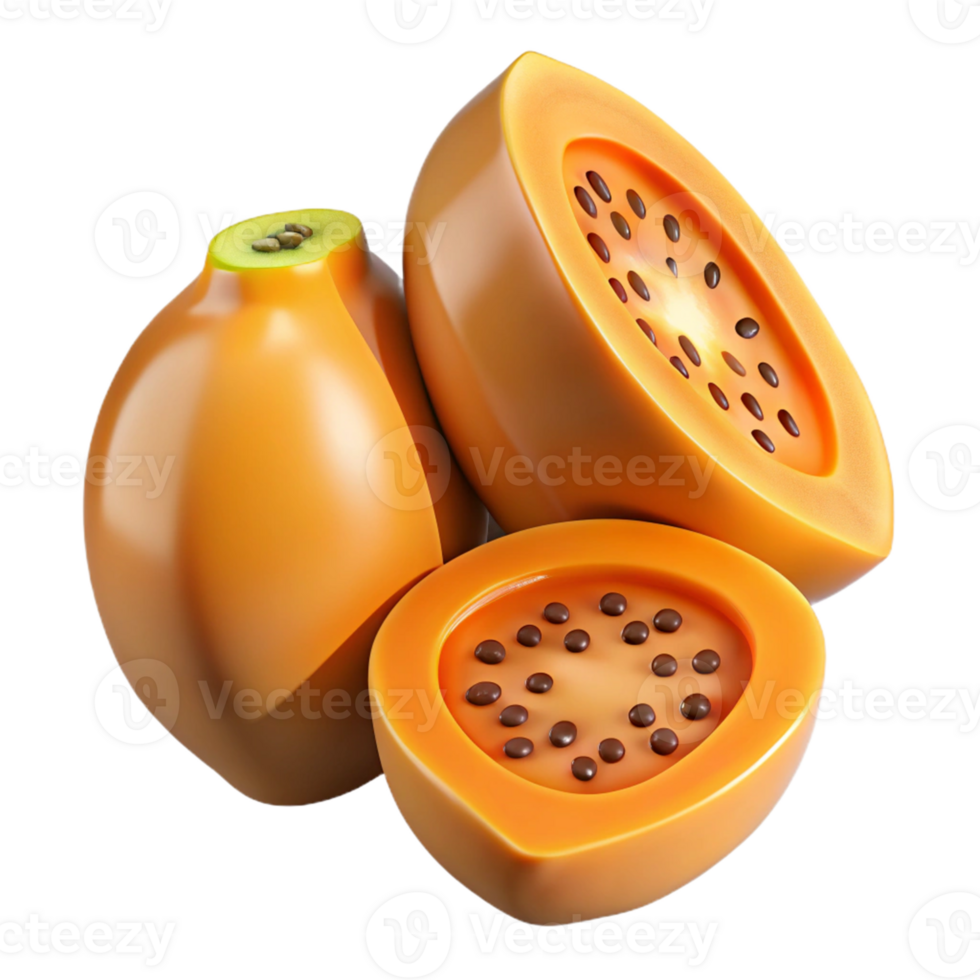 3D Render of Sliced Papaya png