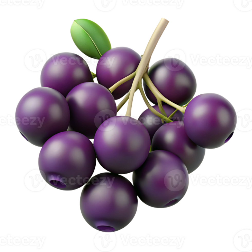 3D Illustration of a Bunch of Purple Berries png