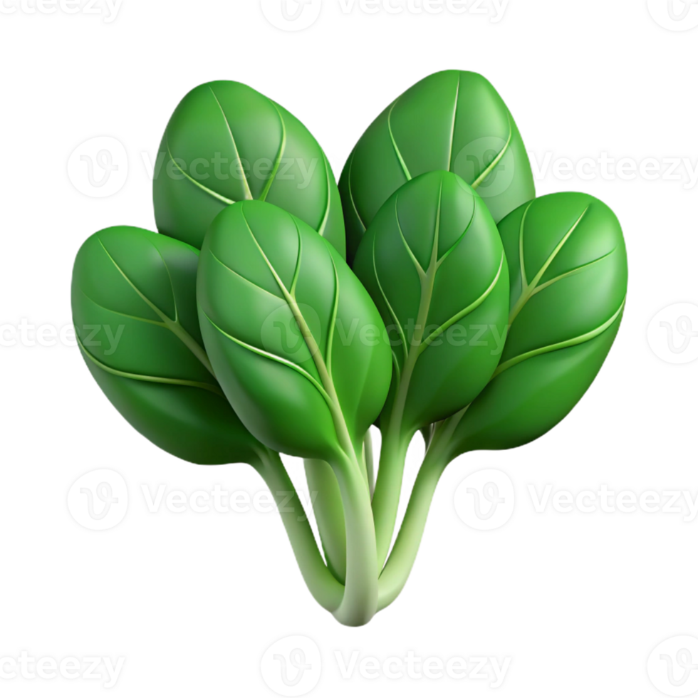 3D Bok Choy Illustration Lush Green Vegetables png
