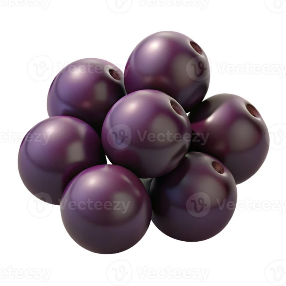 3D Render of Dark Purple Berries png