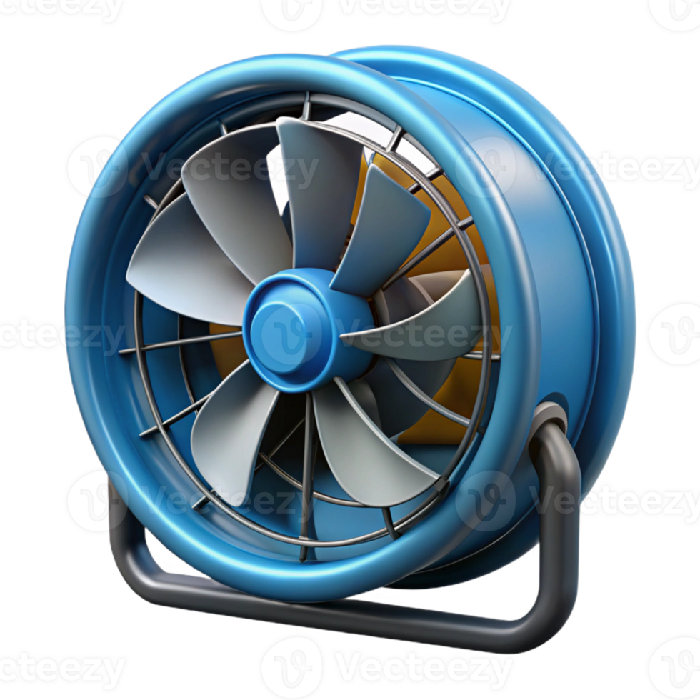 Blue 3D Render of a Small Fan png