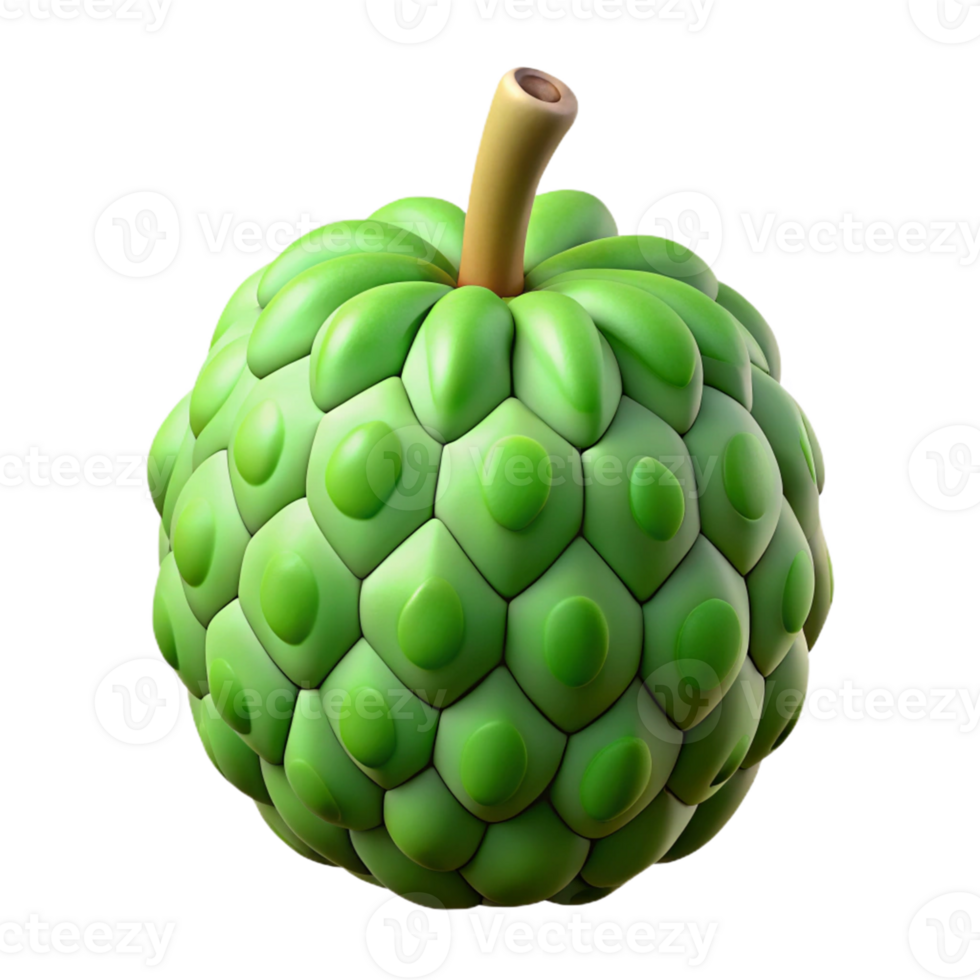 3D Render of a Green Custard Apple png