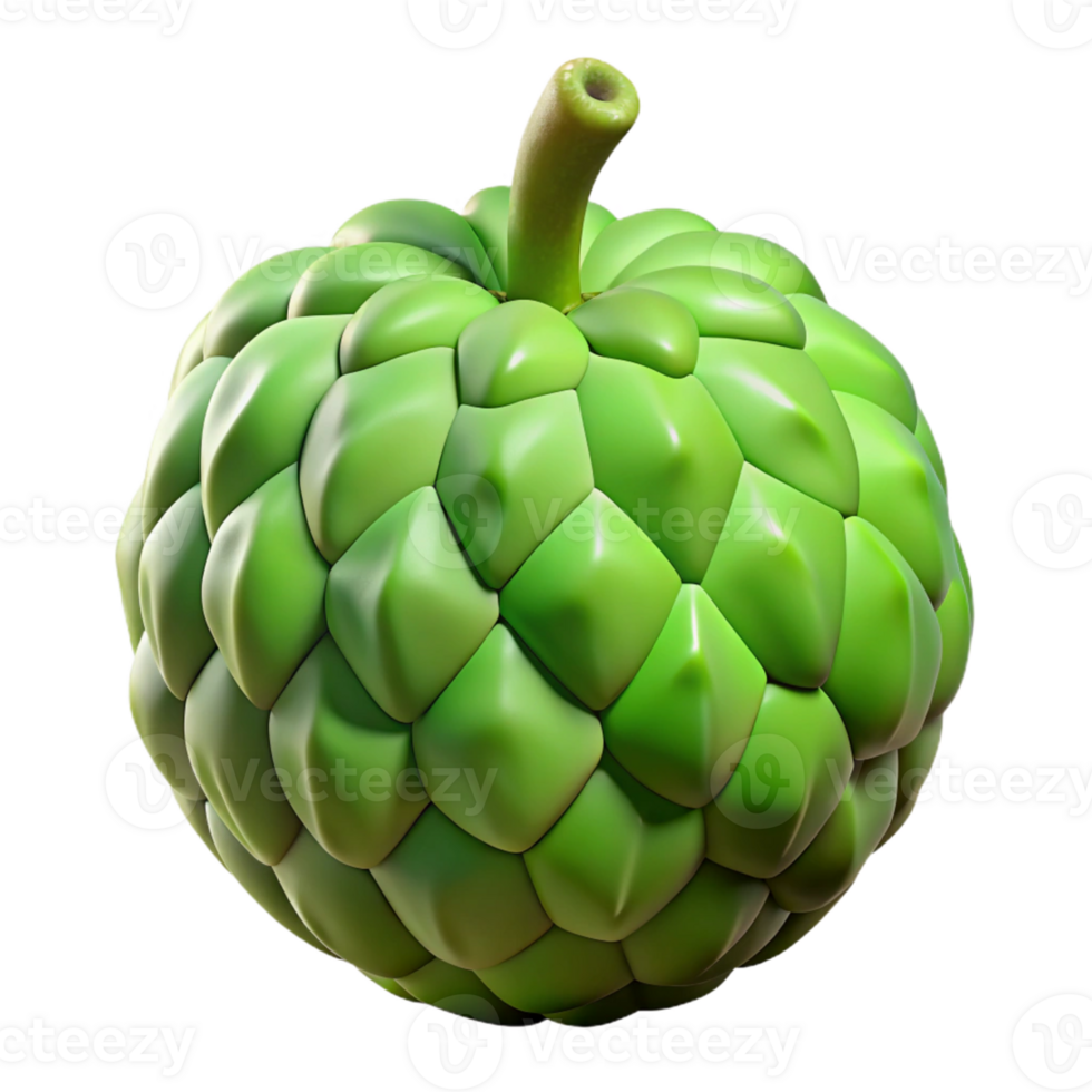3D Render of a Green Custard Apple png