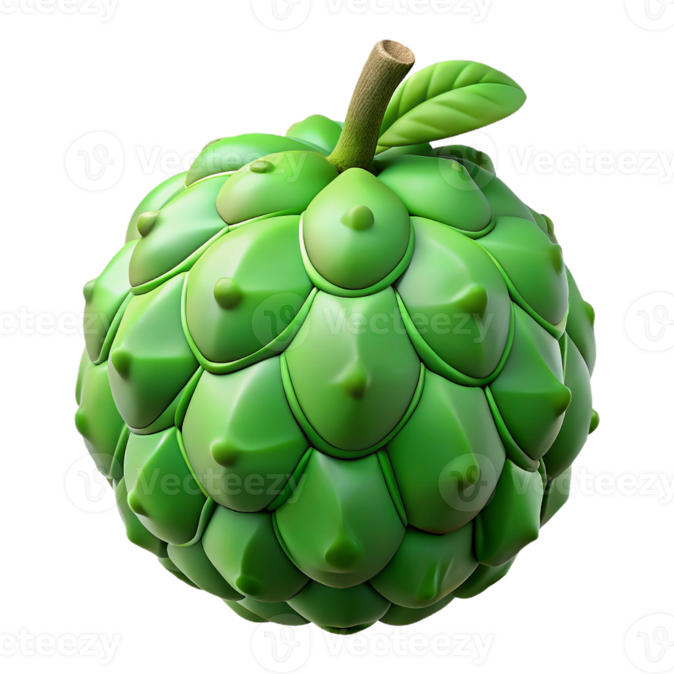 3D Render of a Green Custard Apple png