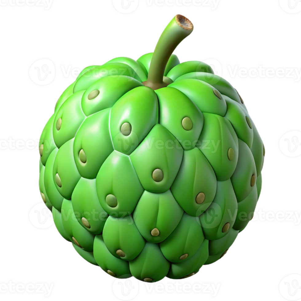 3D Render of a Green Cherimoya Fruit png