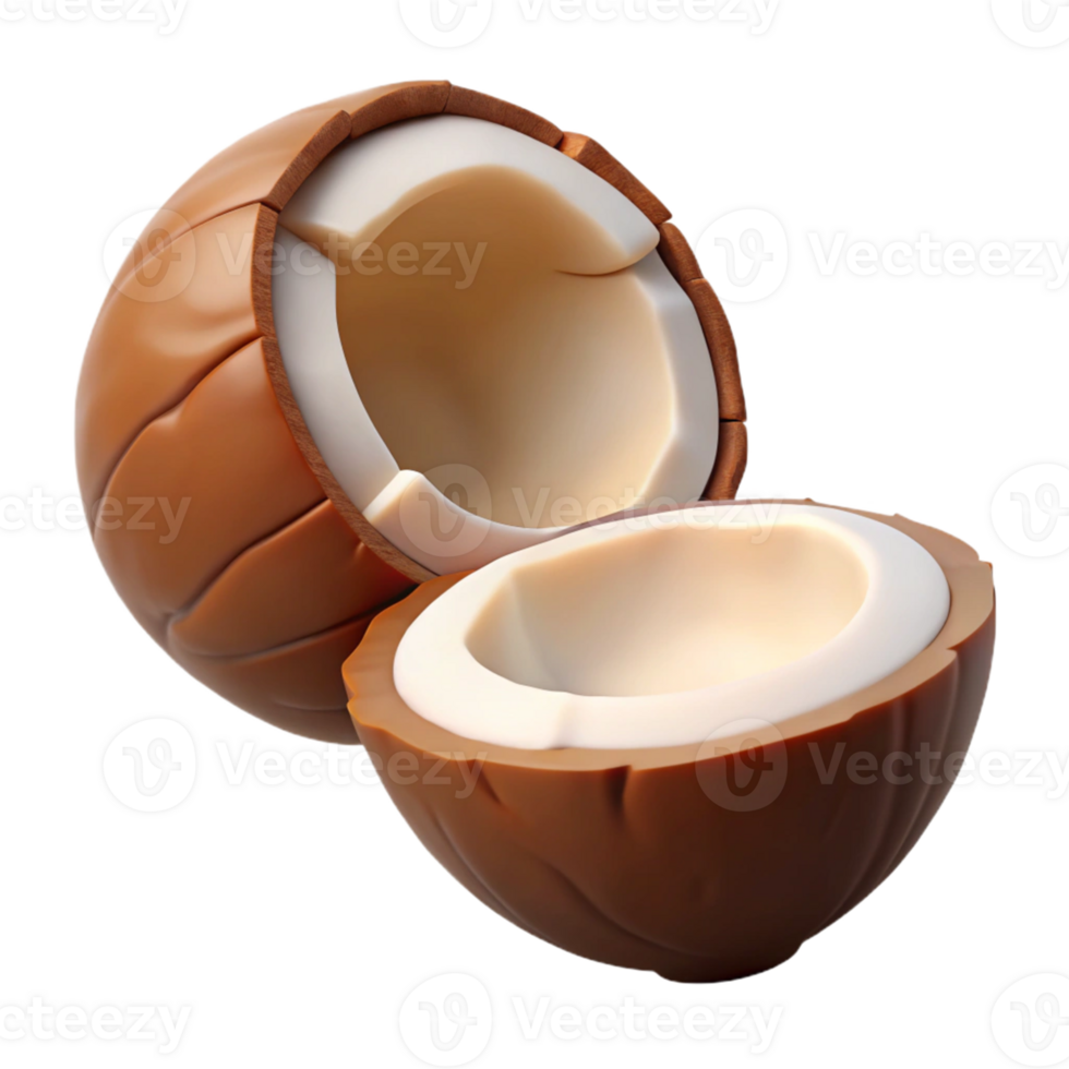 3D Render of a Split Coconut png