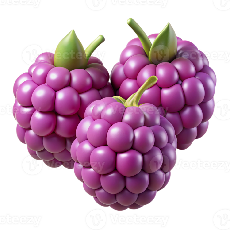 3D Render of Three Raspberries png