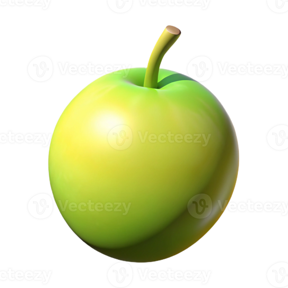 3D Render Green Apple Illustration png