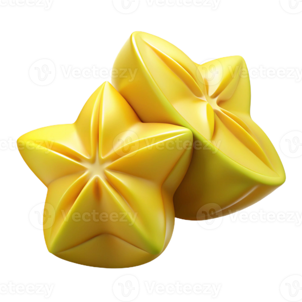 3D Star Fruit Illustration, Yellow Fruit png