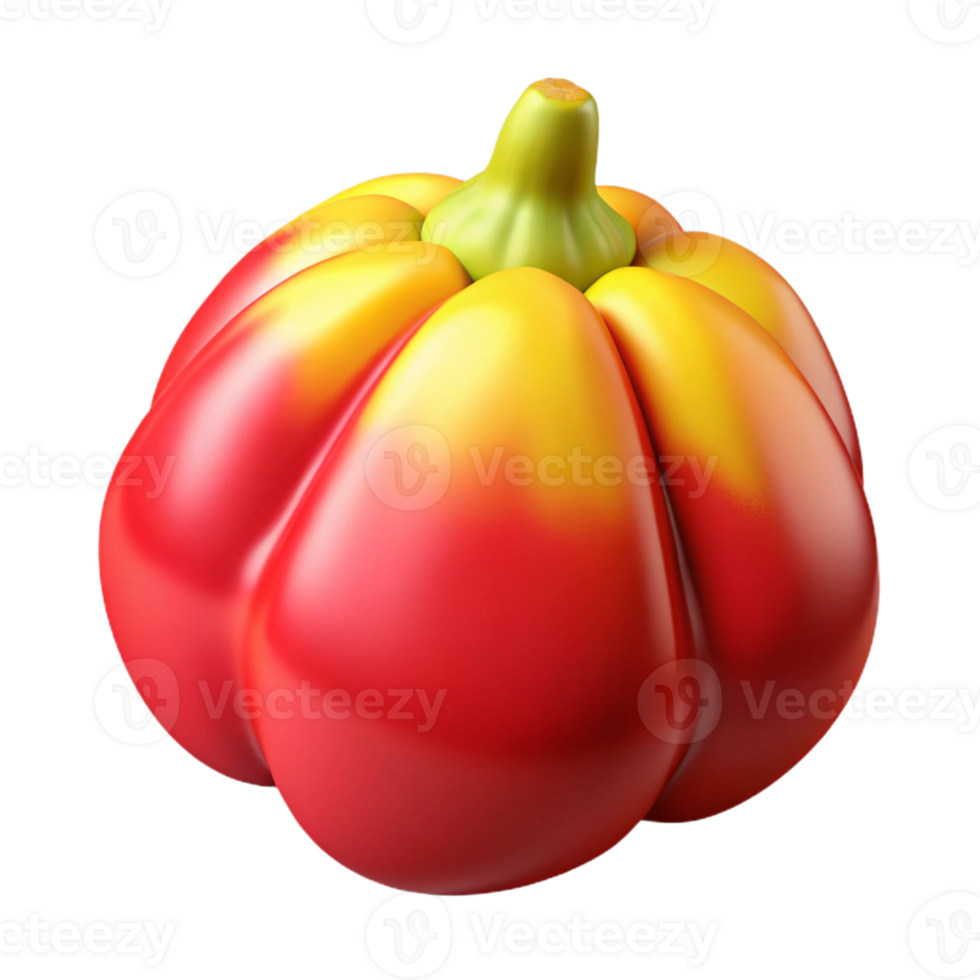 3D Render Red and Yellow Bell Pepper png