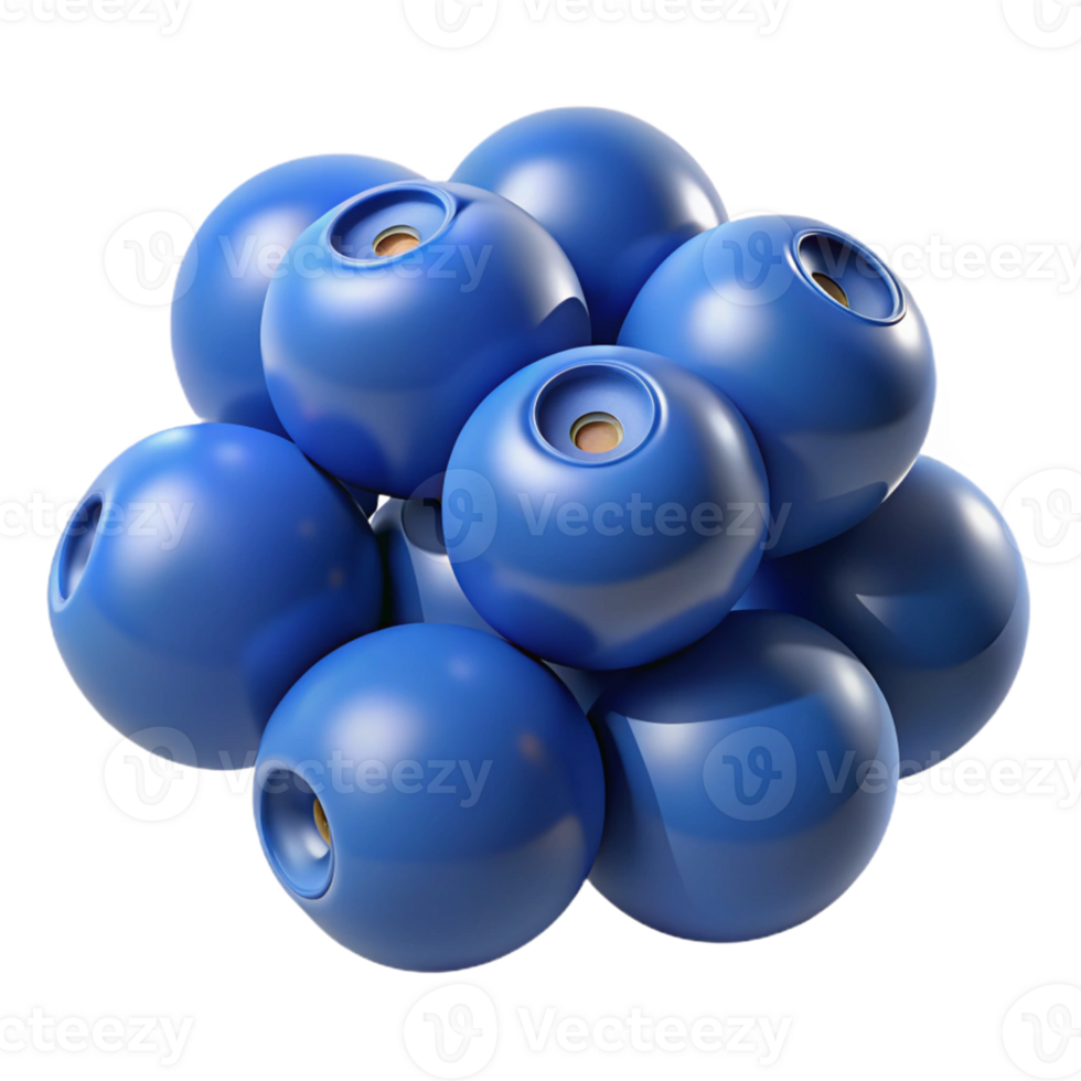 3D Render Blue Berry Cluster png