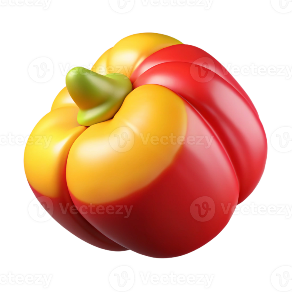 3D Render of Red and Yellow Bell Pepper png
