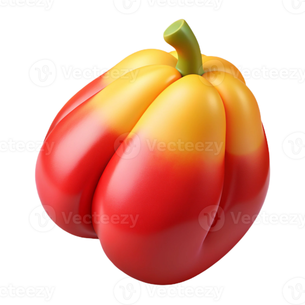 3D Render Red and Yellow Bell Pepper png
