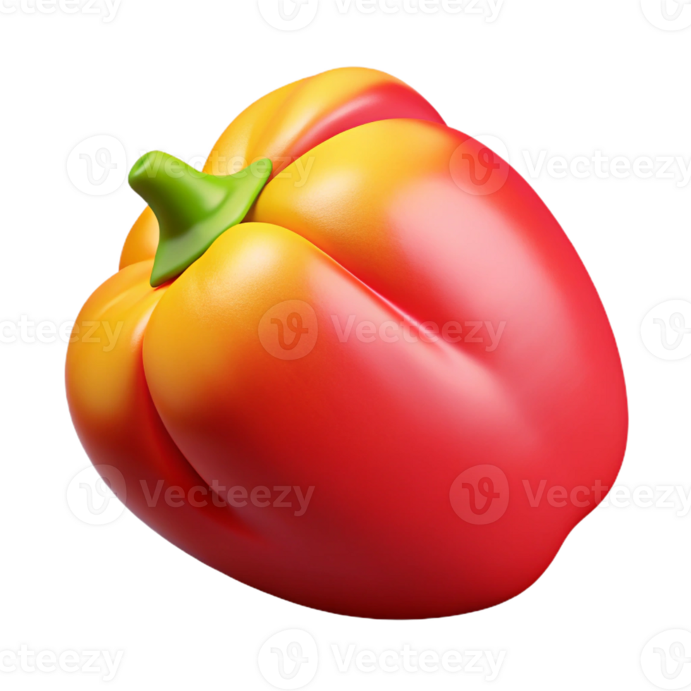Vibrant Red and Orange Bell Pepper 3D Render png