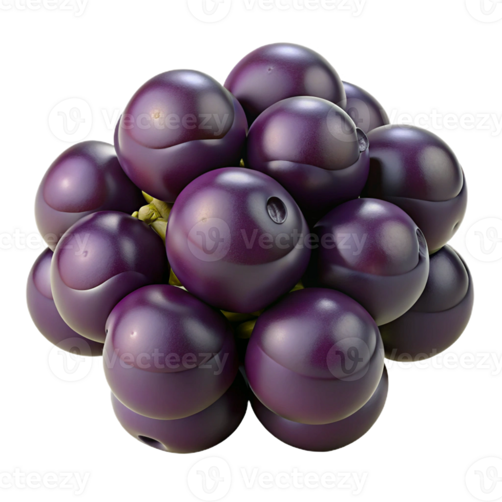 3D Render of a Cluster of Dark Purple Berries png