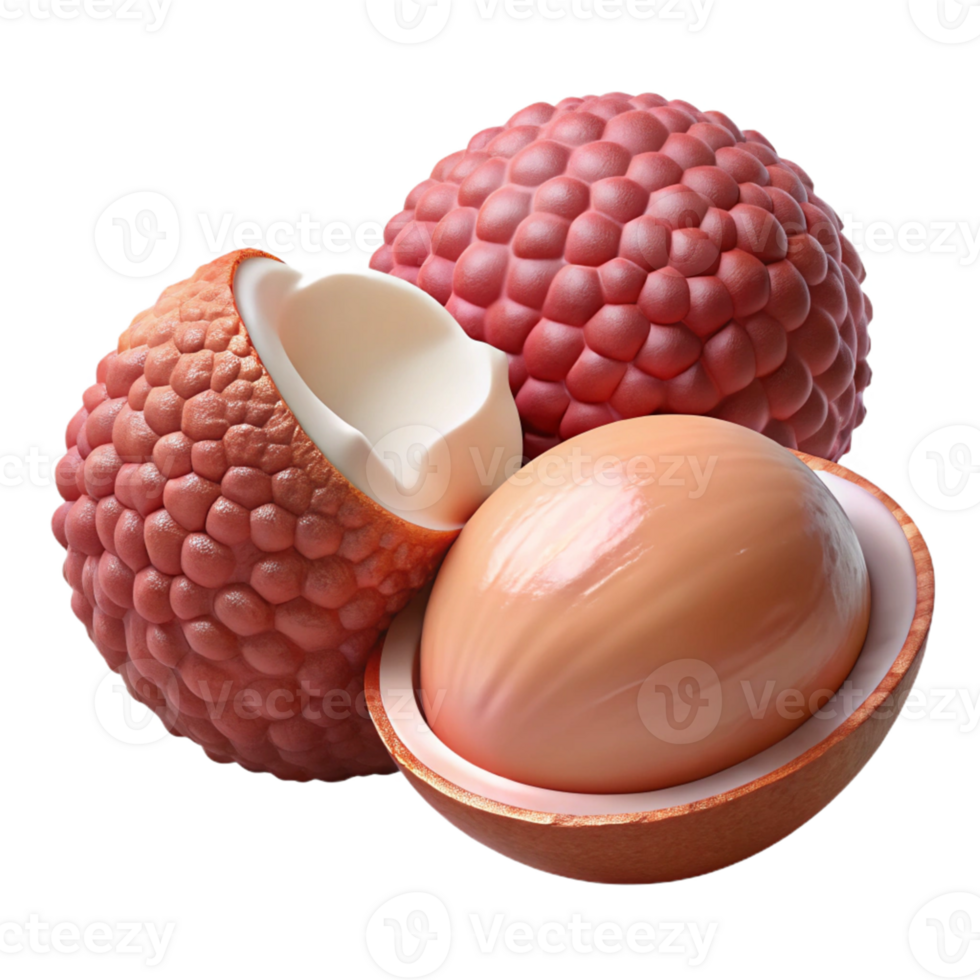 3D Render Lychee Fruit Illustration png